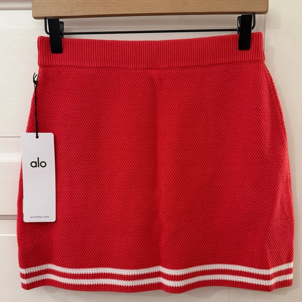 Alo Yoga Tennis Club Sweater Knit Skirt Candy Red S